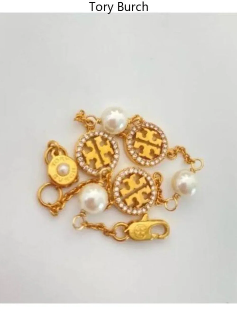 Tory Burch paved pearl bracelet
